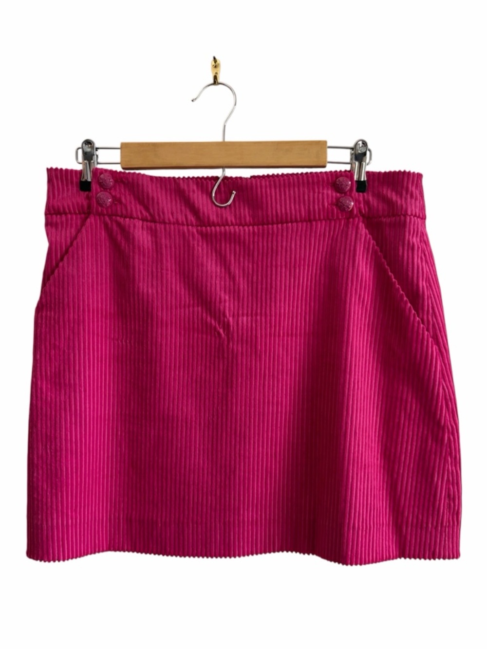 Veronica Beard Barbie Preppy Velvet Corduroy Hot Pink Mini Skirt Size 10 FLAWS